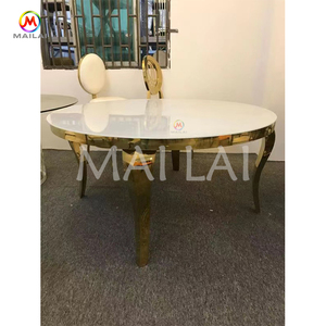 <span class=keywords><strong>Table</strong></span> à manger de luxe en verre, forme <span class=keywords><strong>ronde</strong></span>, en acier inoxydable, <span class=keywords><strong>Table</strong></span> de mariage - Product Image 2