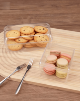 Boîte de rangement transparente rectangulaire pour biscuits, pâtisseries, macarons, flocons de neige, avec couvercle, en plastique, pour emballage de gâteaux et snacks