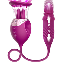 Rosen-Saugvibrator für Frauen 4-in-1 Stoßender Dildo G-Punkt Brustwarzen-Sauger Klitoris-Stimulator Vibrierendes Ei Erotik-Spielzeug