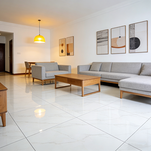 Premium Glasierte Porzellanfliesen Erzeugen Luxuriöse Bodenfliesen für Zeitgenössische Wohnzimmer- und Badezimmer-Innenräume - Product Image 1