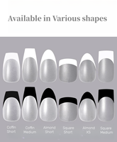 MyBeautyNails Private Label Soft Gel Full Cover Nail Tips White Round Smile Line X Coat Black French Tip Nail Designs