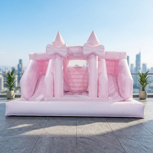 Castello Gonfiabile Commerciale per Matrimoni all'Aperto, Scivolo d'Acqua, Castello Rimbalzante per Interni, Doppio Scivolo con Piscina - Product Image 1