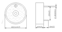 Buzzer piézoélectrique passif AT2336TP 16mm 4.0kHz 5V DC 85dB RoHS Type à broches Faible consommation d'énergie Réponse rapide Son d'avertissement