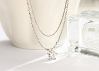 Collier en argent 925 avec double zircon, nouvelle collection de bijoux fantaisie pour femmes, vente en gros
