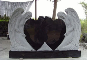 รูปปั้นหินแกรนิตสีดำธรรมชาติแกะสลักด้วยมือสำหรับสุสานดีไซน์รูปหัวใจรูปปั้นนางฟ้า - Product Image 6