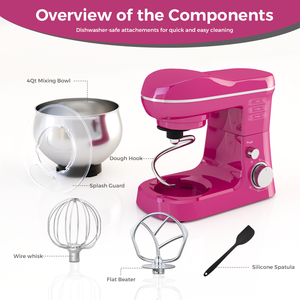 Batteur sur socle électrique planétaire de qualité supérieure 5L avec bol mélangeur en acier inoxydable, 6 vitesses, tête inclinable, pour usage domestique en cuisine - Product Image 5