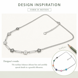 Collier en Y avec zircone cubique, en acier inoxydable plaqué or 14 carats sous vide, chaîne délicate à maillons - Product Image 4
