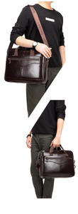 Maletín de Cuero Genuino Andong para Portátil de 13 Pulgadas, Bolso de Mano para Hombre, Estilo Europeo, Moda, Negocios, Bandolera - Product Image 2