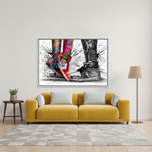 Elegant Graffiti <b>Shoes</b> Tempered Glass Art Printed Canvas <b>Decor</b>,WHITE FRAMED CANVAS - Product Image 3