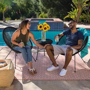 Muebles de exterior de pavo real para jardín, <span class=keywords><strong>sillas</strong></span> de ratán tejido de ratán con cuerda, para Patio, mesa y <span class=keywords><strong>sillas</strong></span> al aire libre, color negro moderno - Product Image 6