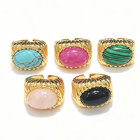 18K Vergoldete Modische Ringe mit Bunten Harzsteinen, Vintage Breiter Statement-Ring, Chunky-Ring für Damen, Partygeschenk, Großhandel, Individuell Anpassbar