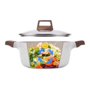 Marmite multifonctionnelle en aluminium antiadhésive avec <span class=keywords><strong>couvercle</strong></span>, à double poignée, revêtement en pierre médicale, compatible gaz et induction - Product Image 6