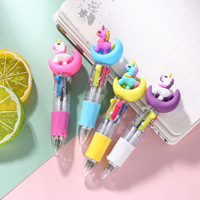 Stylo bille personnalisé mini quatre couleurs 0,7 mm, design coréen mignon, corps en plastique coloré, motif animal de dessin animé, cadeau pour étudiant