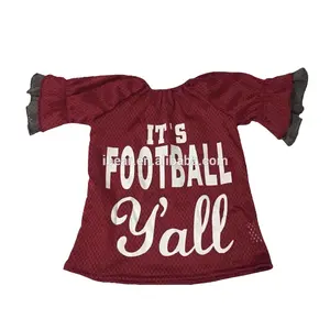 Camiseta de futebol de bebê personalizada, venda no atacado, design personalizado, roupas de bebê, estampa de babado