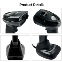 LONVILL Scanner de codes-barres sans fil USB 1D 2D avec fonction de lecture de codes QR, affichage du niveau de batterie, mode de fonctionnement, transmission des données et diffusion vocale