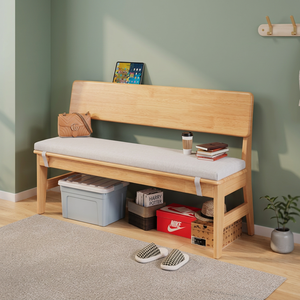 Banc de rangement en bois moderne avec dossier solide pour salon, meubles de maison, design scandinave - Product Image 6