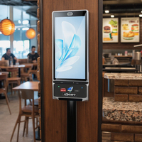 Kiosque de commande en libre-service mural personnalisé de 27 pouces pour les restaurants Terminal de point de vente à écran tactile pour le paiement des commandes alimentaires SDK
