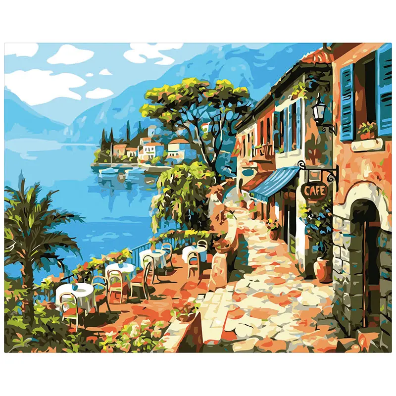 Pittura su tela di paesaggio pittura a olio acrilica fai da te By Numbers Wall Canvas Art immagini dipinte a mano