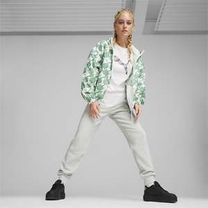Veste pour femme, pull à capuche imprimé floral vert, vêtements décontractés - Product Image 3