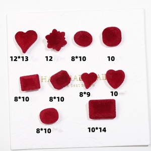 Punta de terciopelo festivo rojo de Año Nuevo, accesorios de uñas de terciopelo de diamante inferior, adornos de Arte de uñas de azúcar de roca cuadrada gruesa despiezada - Product Image 5