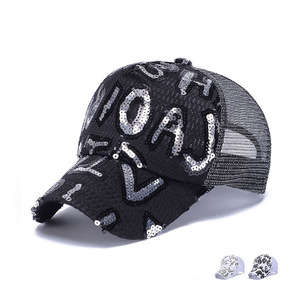 Korean Style <b>Sequined</b> Mesh Baseball Cap Women's Casual Sun Protection Hat Black Polyester Fabric - Product Image 5