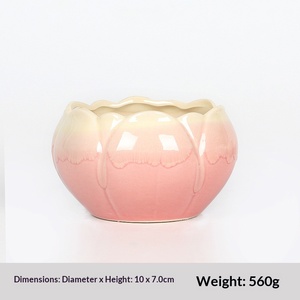 Vaso Minimalista in Ceramica <span class=keywords><strong>per</strong></span> Piante Grasse a Forma di Loto, Traspirante, in <span class=keywords><strong>Gres</strong></span>, <span class=keywords><strong>per</strong></span> Balcone, Verde, Vendita all'Ingrosso - Product Image 4