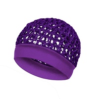 Gorro de dormir de poliéster transpirable hecho a mano con ganchillo, gorro Kufi, accesorio para el cabello de mujer, gorro de malla con lazo para primavera/verano