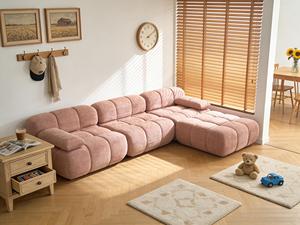 Canapé modulaire de luxe européen en velours rose lavande, modules compressés en forme de bulle, rangement facile, gain de place - Product Image 6