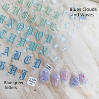 TA72 2025 Relief Style Japonais Adhésif Support Gothique Alphabet Nail Stickers