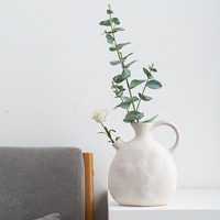 Vase en céramique à petite ouverture non brûlée, blanc, à ouverture oblique, pour l'arrangement floral de jardinage, vase à fleurs séchées, décoration d'intérieur