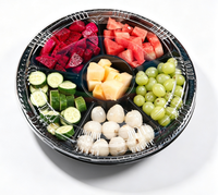 Nouveau Contenant Alimentaire Rond en PET Jetable 2026 à 6 Compartiments, Plateau de Service Divisé, Boîte de Rangement pour Bonbons, Noix, Sucre, Noir, Épaisseur 2mm