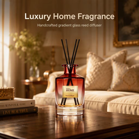 Diffuseur à bâtonnets en verre dégradé personnalisé, base métallique de luxe, parfum sûr et non toxique, marque privée OEM ODM