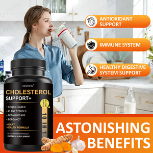 Supplément quotidien de soutien au cholestérol Ail CoQ10 Vitamine E Bergamote Stérols végétaux pour la santé cardiaque des adultes 60 Capsules - Product Image 4