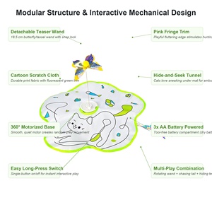 Electric Cat <b>Toy</b> Motorized Play Mat with <b>Butterfly</b> Wand and Tassel Wand for Indoor Cats and Kittens Electric Cat <b>ToyS</b>-7014 - Product Image 1