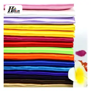 NO MOQ high density 100% polyester roll shiny or matte silk spandex satin fabric for clothes