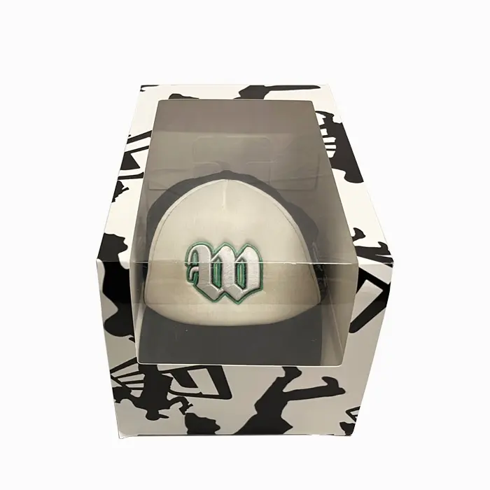 Factory custom printed design snapback hat packaging box baseball cap display Box with PVC window