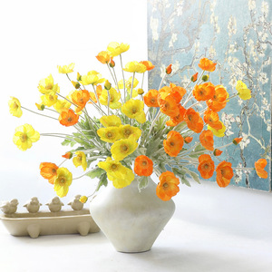Fiori Artificiali di Papavero Islandese Realistici in 4 Colori, Steli di Papavero Finto per Decorazioni Floreali di Hotel, Casa <span class=keywords><strong>e</strong></span> Matrimoni - Product Image 1