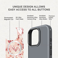 Nouvelle fleur verre trempé anti-rayures antichoc TPU anneau en métal couverture de téléphone de charge sans fil pour iPhone 16 plus pro max étui