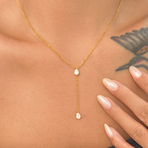 नए बोहो सुरुचिपूर्ण आंसू ड्रॉप जिरकॉन पूंछ वाली शहरी मिनी नेकलेस डेलन 18k सोने की प्लेटेड तिरश मुक्त स्टेनलेस स्टील गहने - Product Image 1