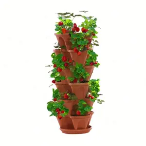 Plantador de vaso vertical de plástico empilhável