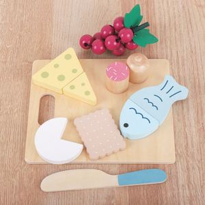 Ensemble de jouets de simulation de cuisine pour enfants, en bois, avec fruits, légumes et hamburgers, pour jeux de rôle - Product Image 2