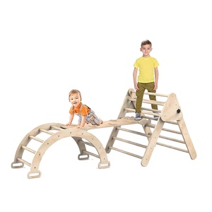 Montessori Wooden Foldable Triangle Ladder with Arch and Ramp Climbing Toys for Toddlers 1-3