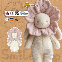 Boneka Kelinci Berkerah Bunga Pink Custom PP Cotton Plush Toy OEM ODM Bersertifikat CE Aman Tidak Beracun Pereda Stres Kain Super Lembut Maskot