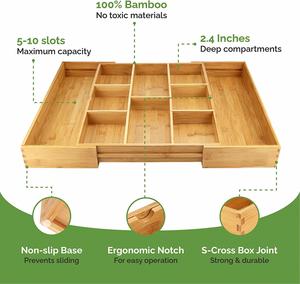 <b>Kitchen</b> Multi-Functional Bamboo <b>Kitchen</b> Drawer Organizer Adjustable Bamboo Silverware Organizer - Product Image 3