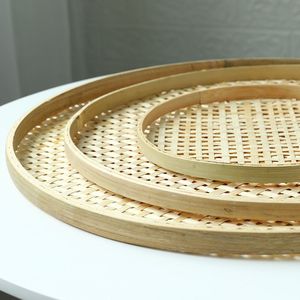 Bamboo Woven Round <b>Basket</b> Handmade <b>Storage</b> Kitchen Drying Tea Sieve Mesh Size <b>Large</b> Small - Product Image 5