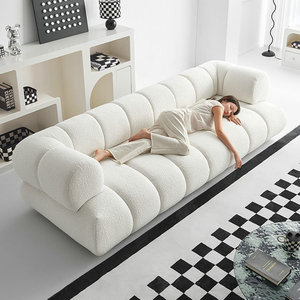 Sofá Minimalista Francés Más Vendido, Sofá de Tres Plazas de Línea Recta <span class=keywords><strong>con</strong></span> Tapicería de <span class=keywords><strong>Tela</strong></span> Tipo Piano <span class=keywords><strong>para</strong></span> Sala de Estar - Product Image 1
