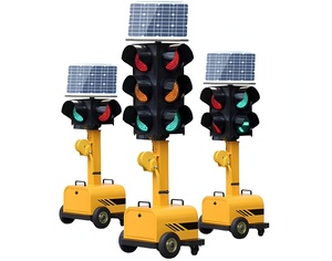 Semáforo Portátil <span class=keywords><strong>Solar</strong></span> de 4 Lados con Luz Única de 300 mm, LED de 3 Colores, Altura Fija, para Construcción de Carreteras - Product Image 2