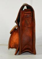 Bolso bandolera de cuero de cabra Vintage para hombre y mujer, bandolera de cuero marrón con logotipo de cliente