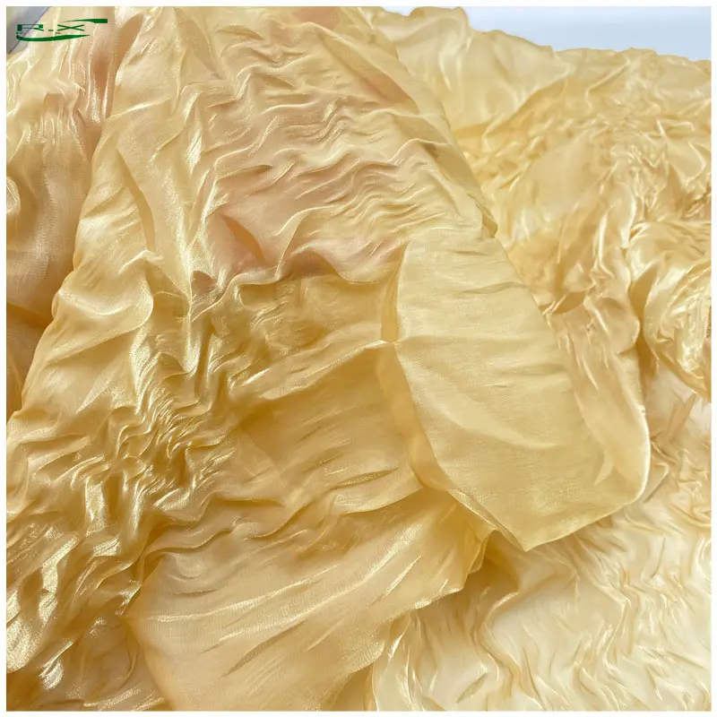 Tùy chỉnh bán buôn Chất lượng cao sang trọng long lanh kim loại căng Crepe Váy Organza vải từ Trung Quốc