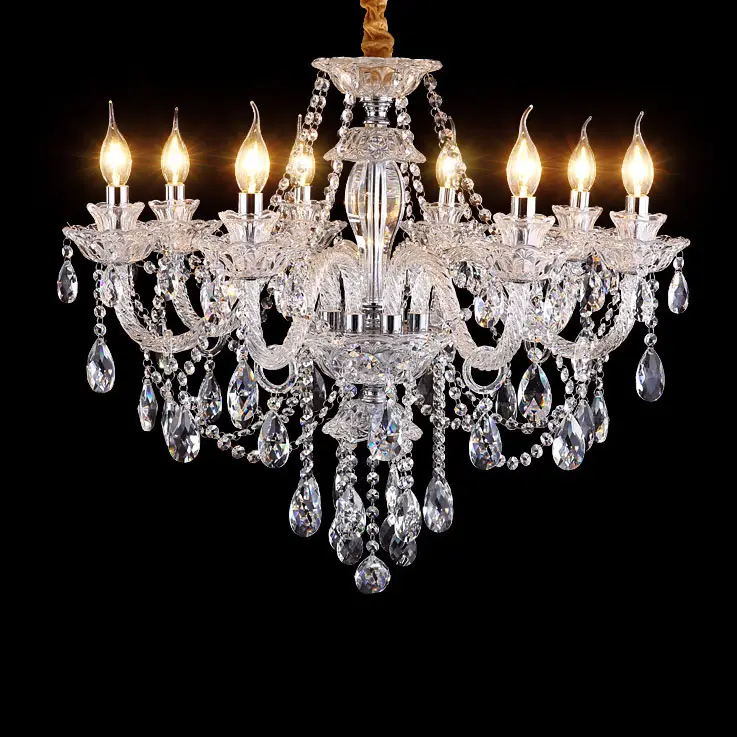 modern clear K9 Luxury Crystal chandelier lamps Living Room 8 Lights Large crystal pendant lights chandelier